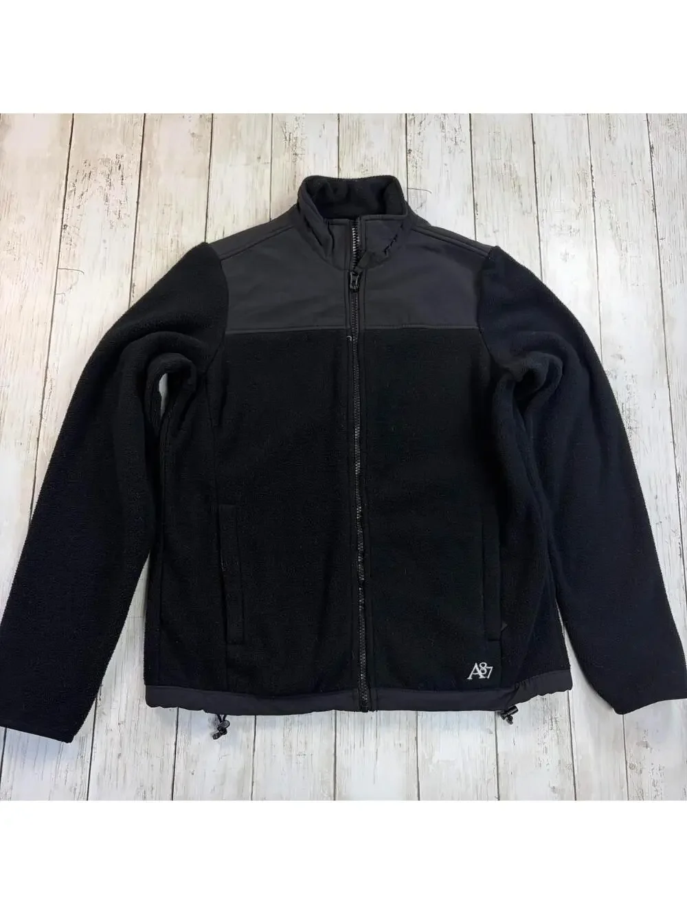 Y2K Aeropostale Black Fleece Jacket with Logo Womens S
